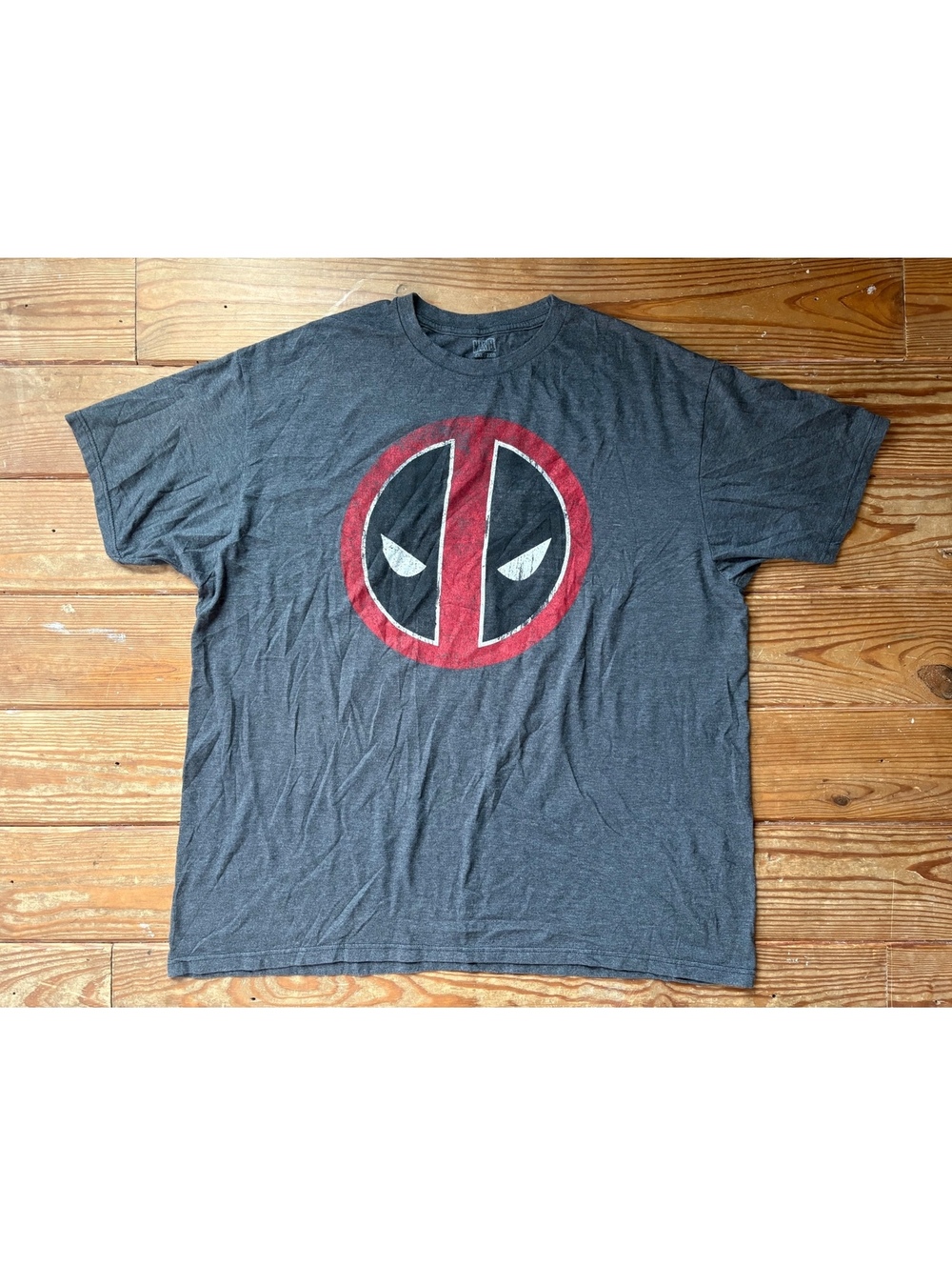 Marvel Deadpool Logo Graphic T-Shirt Men’s 2XL Gray Distressed Comic Tee